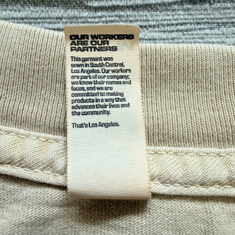 Los Angeles Apparel Mens M Tan Graphic Tee 6.5 oz Garment Dyed Made in USA Shirt - Picture 9 of 9